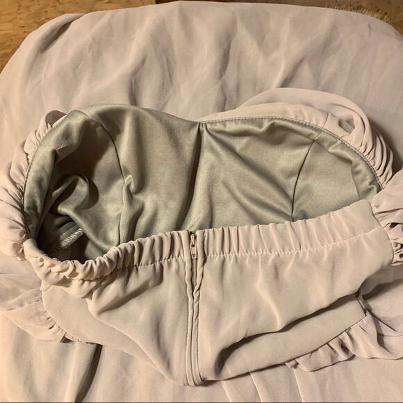 Lulu's Moonlight Serenade Gray Strapless Maxi Chiffon Dress Size M Formal - Picture 12 of 13